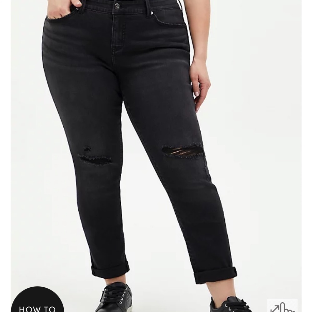BOYFRIEND STRAIGHT JEAN - VINTAGE STRETCH WASHED BLACK size 20T